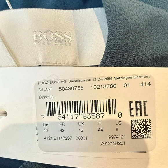 New With Tags Hugo Boss Women's Elegant Dimasia A-line Dress in Blue, Size 8 - Picture 10 of 13